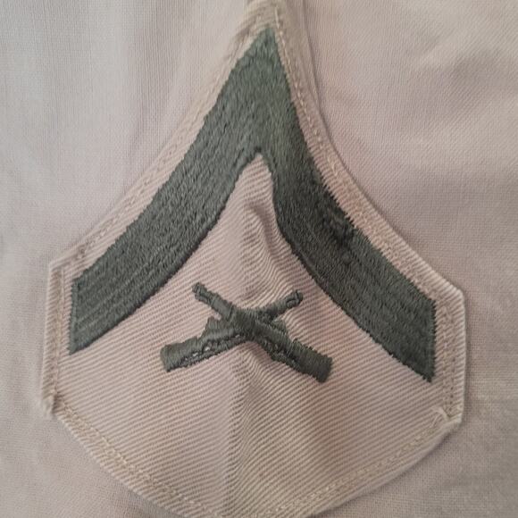 Korean War Era Military Lance Corporal Khaki Service Shirt, S/S, Small, 14½ Neck - Picture 5 of 8